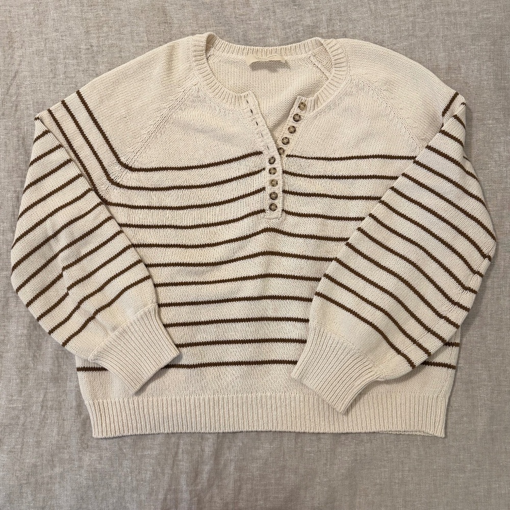 Sezane Léontine Jumper Ecru / Camel - Size L